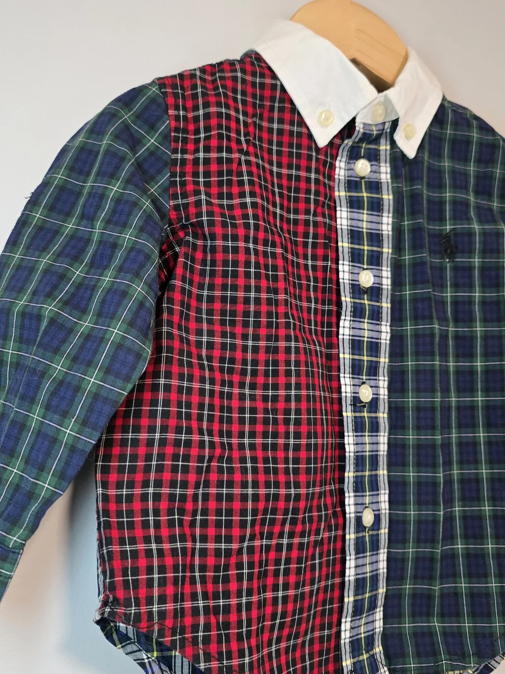 Ralph Lauren Baby Multi-Plaid Button-Down Shirt with White Collar. Soft Cotton.